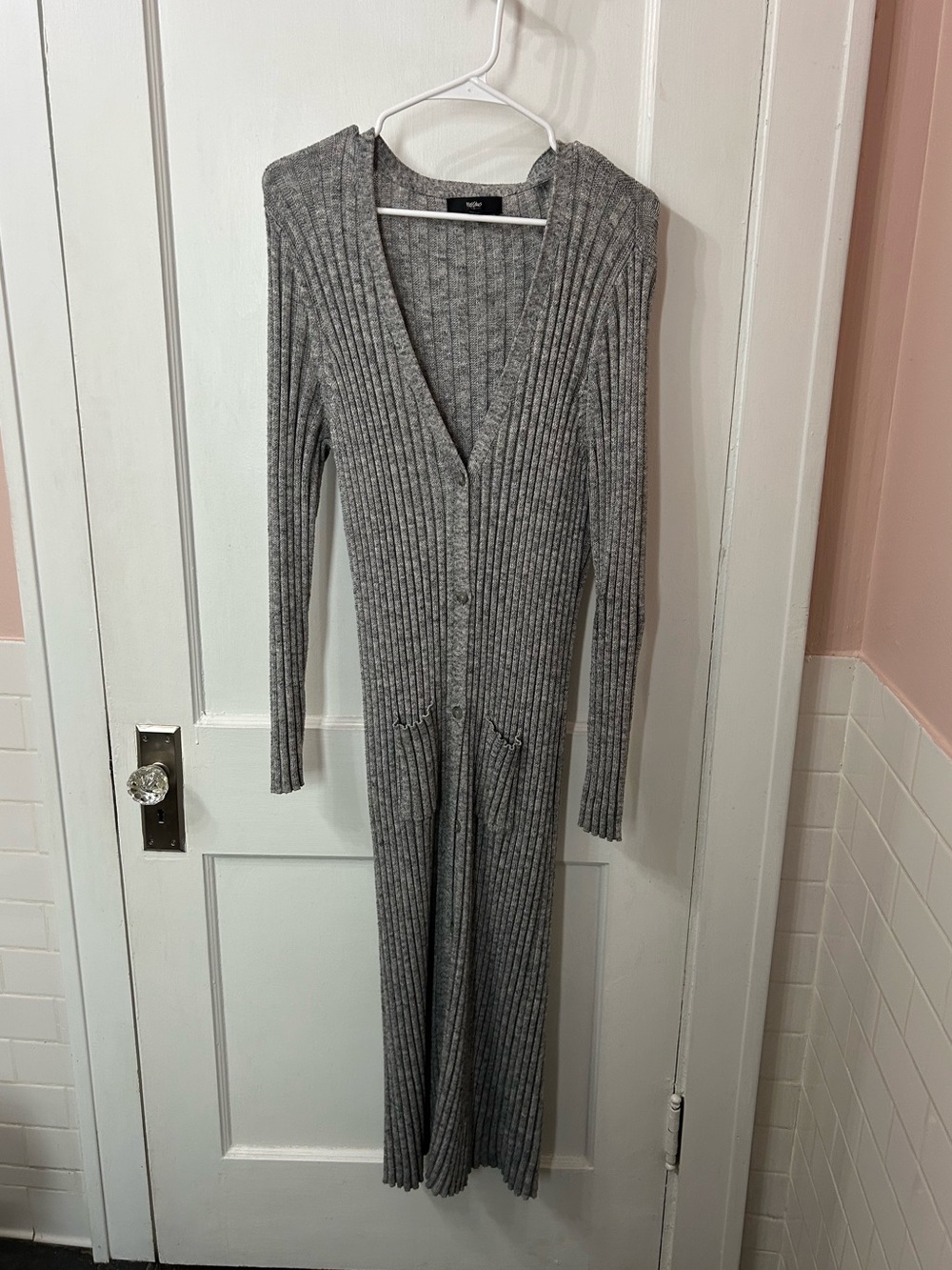 Mossimo Supply Co. Gray Ribbed Knit Button-Up Sweater